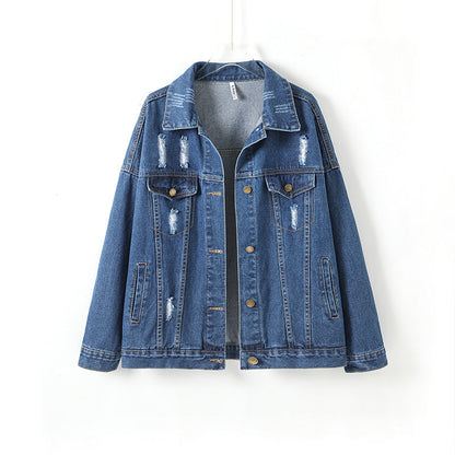 Denim Coat  for Women Clothing Loose Hole Denim Coat