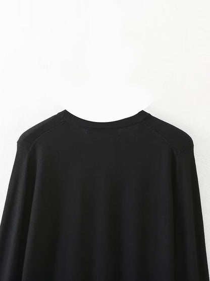Knitted Coat Women Niche Round Neck Decorated Row Button Knitted Coat.