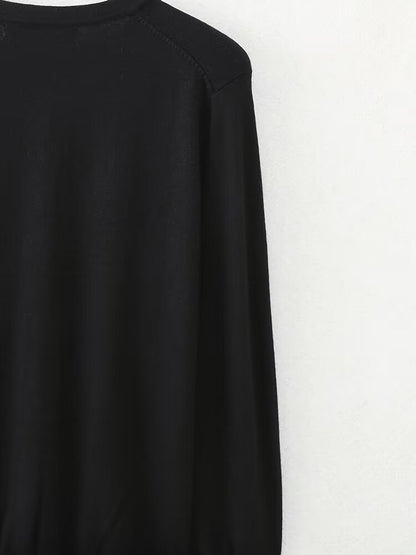 Knitted Coat Women Niche Round Neck Decorated Row Button Knitted Coat.