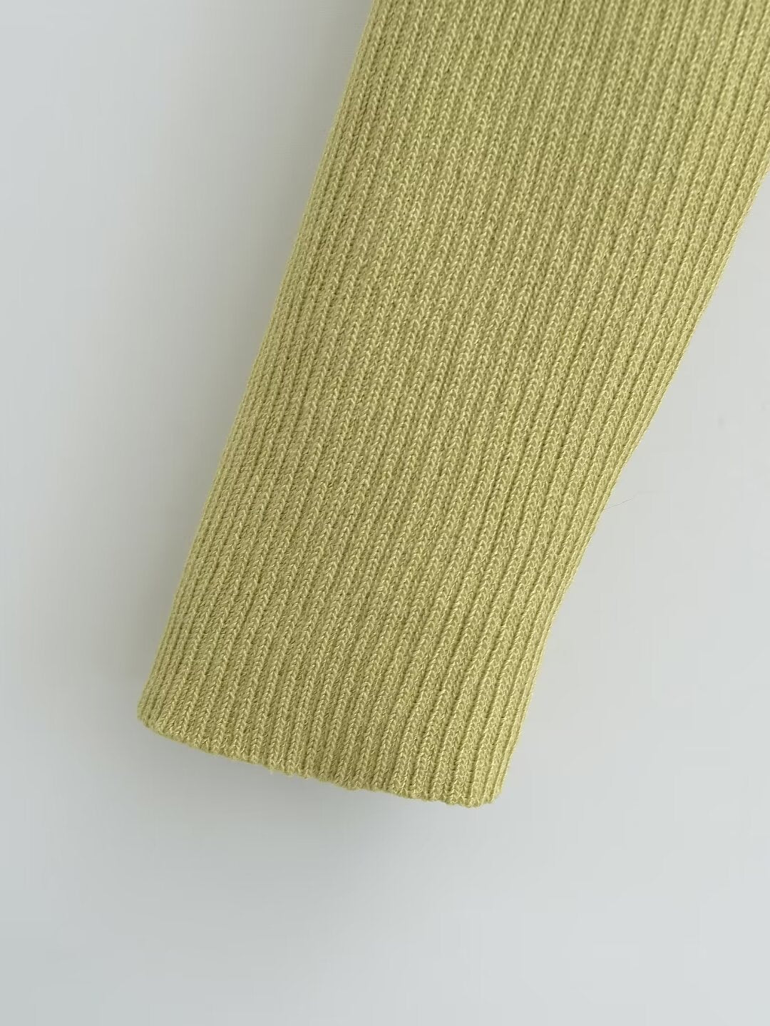 Knitted Cardigan French V neck Sunken Stripe Slim Fit Knitted Cardigan