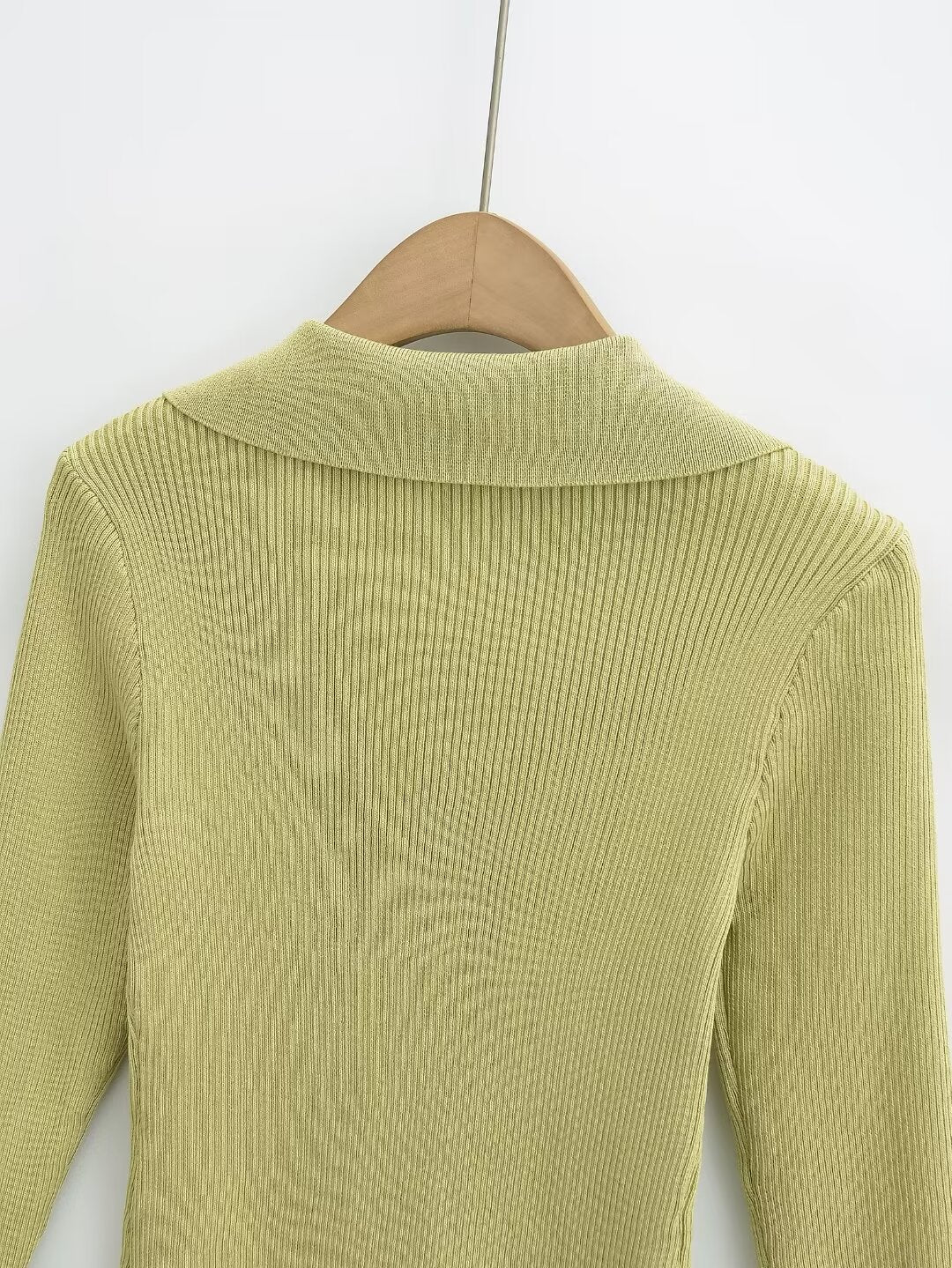 Knitted Cardigan French V neck Sunken Stripe Slim Fit Knitted Cardigan