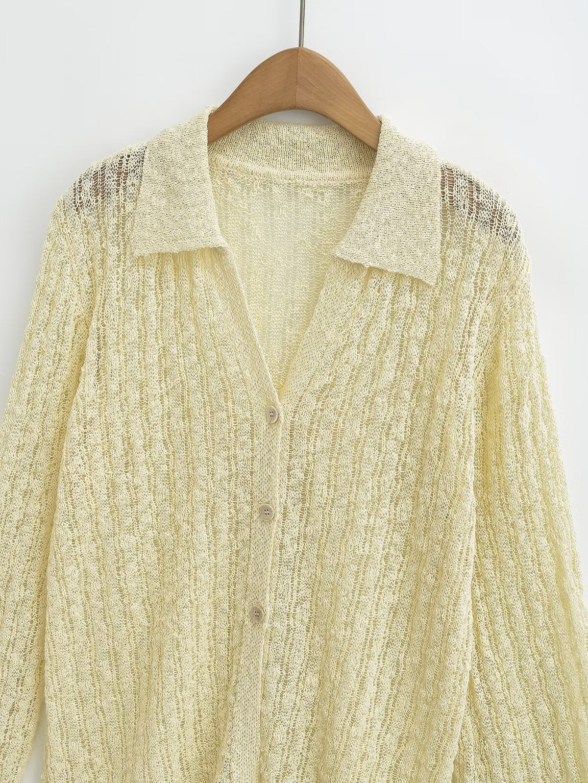 Long Sleeve Top French Polo Collar Knitted Cardigan Gentle Elegant Top