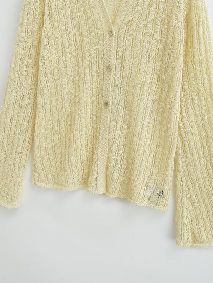 Long Sleeve Top French Polo Collar Knitted Cardigan Gentle Elegant Top