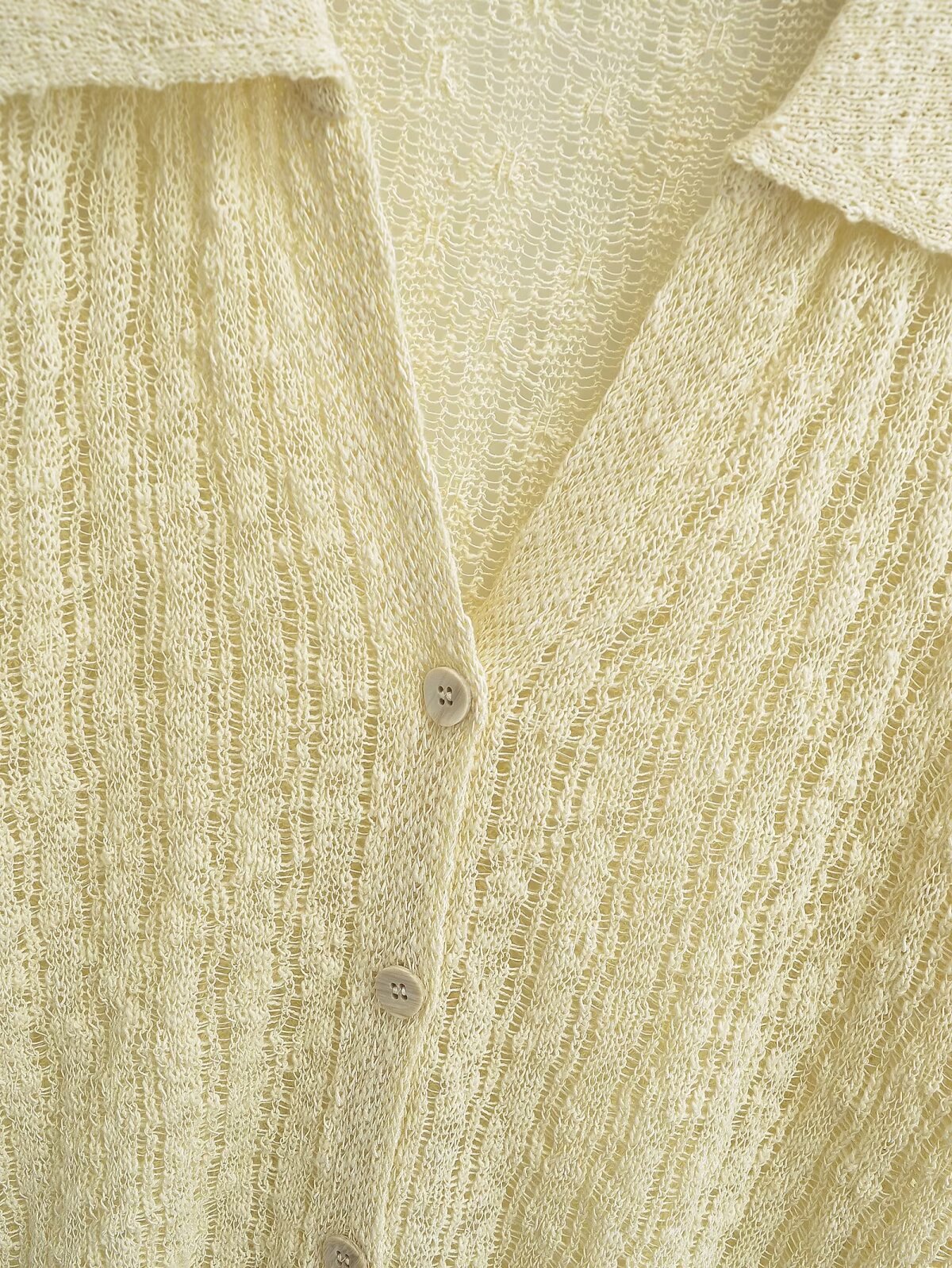 Long Sleeve Top French Polo Collar Knitted Cardigan Gentle Elegant Top