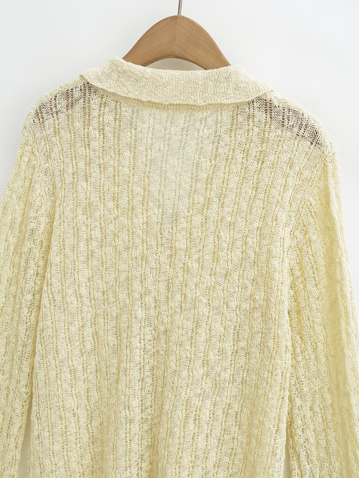 Long Sleeve Top French Polo Collar Knitted Cardigan Gentle Elegant Top