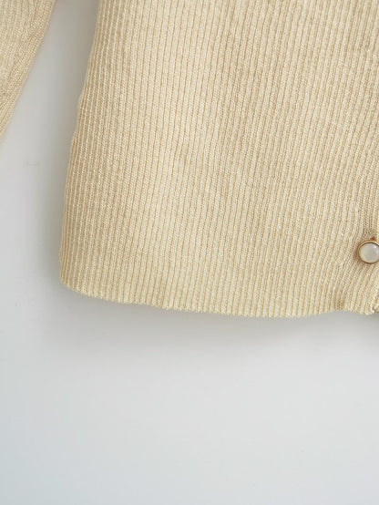 Knitted Cardigan Halter Design V neck Slim Fit Buttoned Cardigan