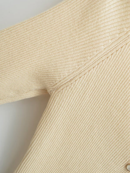 Knitted Cardigan Halter Design V neck Slim Fit Buttoned Cardigan