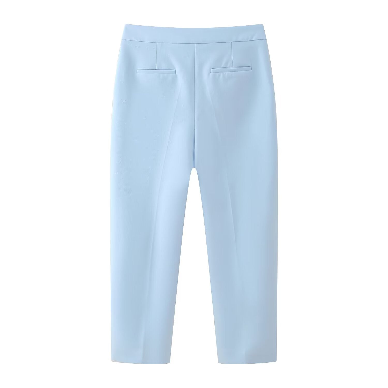 Women Spring Clothing Solid Color High Waist Straight Leg Pants Office Casual Pants