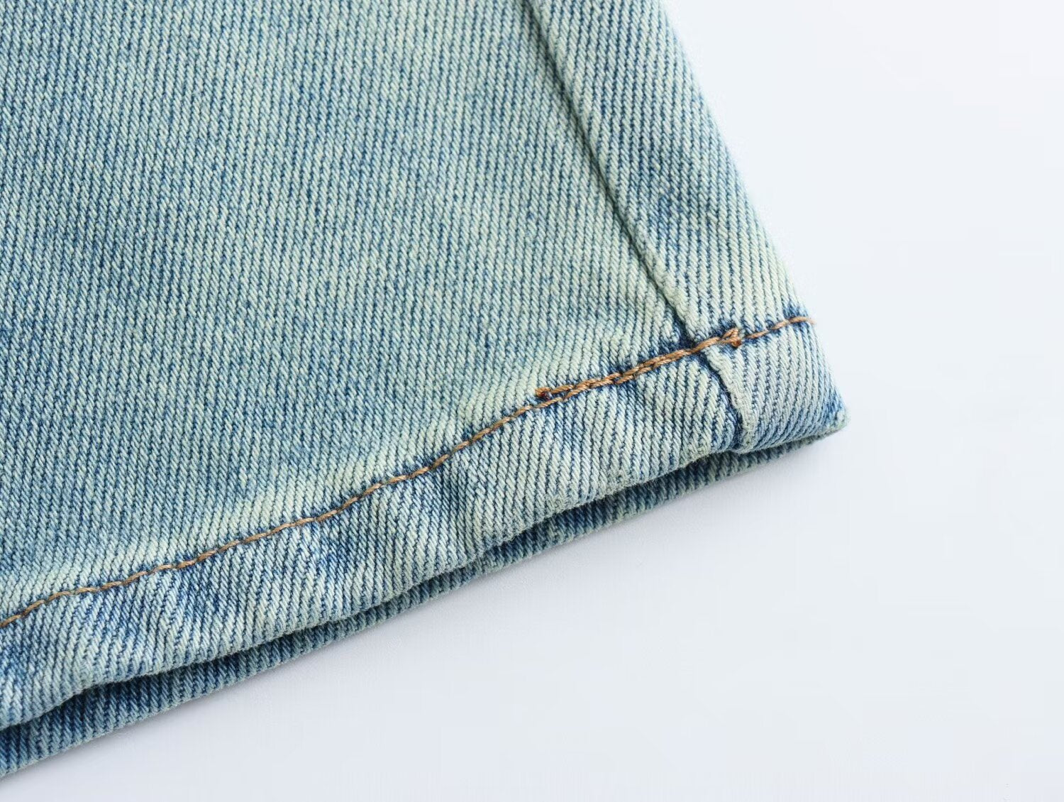 Butterfly Light Blue Chopsticks Pants Elastic Straight Jeans Korean Slimming Mopping Casual Pants