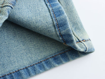 Butterfly Light Blue Chopsticks Pants Elastic Straight Jeans Korean Slimming Mopping Casual Pants