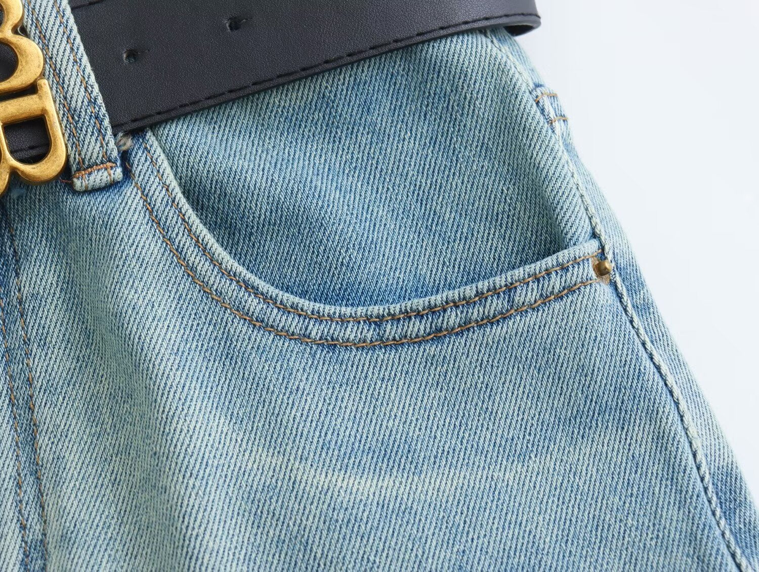 Butterfly Light Blue Chopsticks Pants Elastic Straight Jeans Korean Slimming Mopping Casual Pants