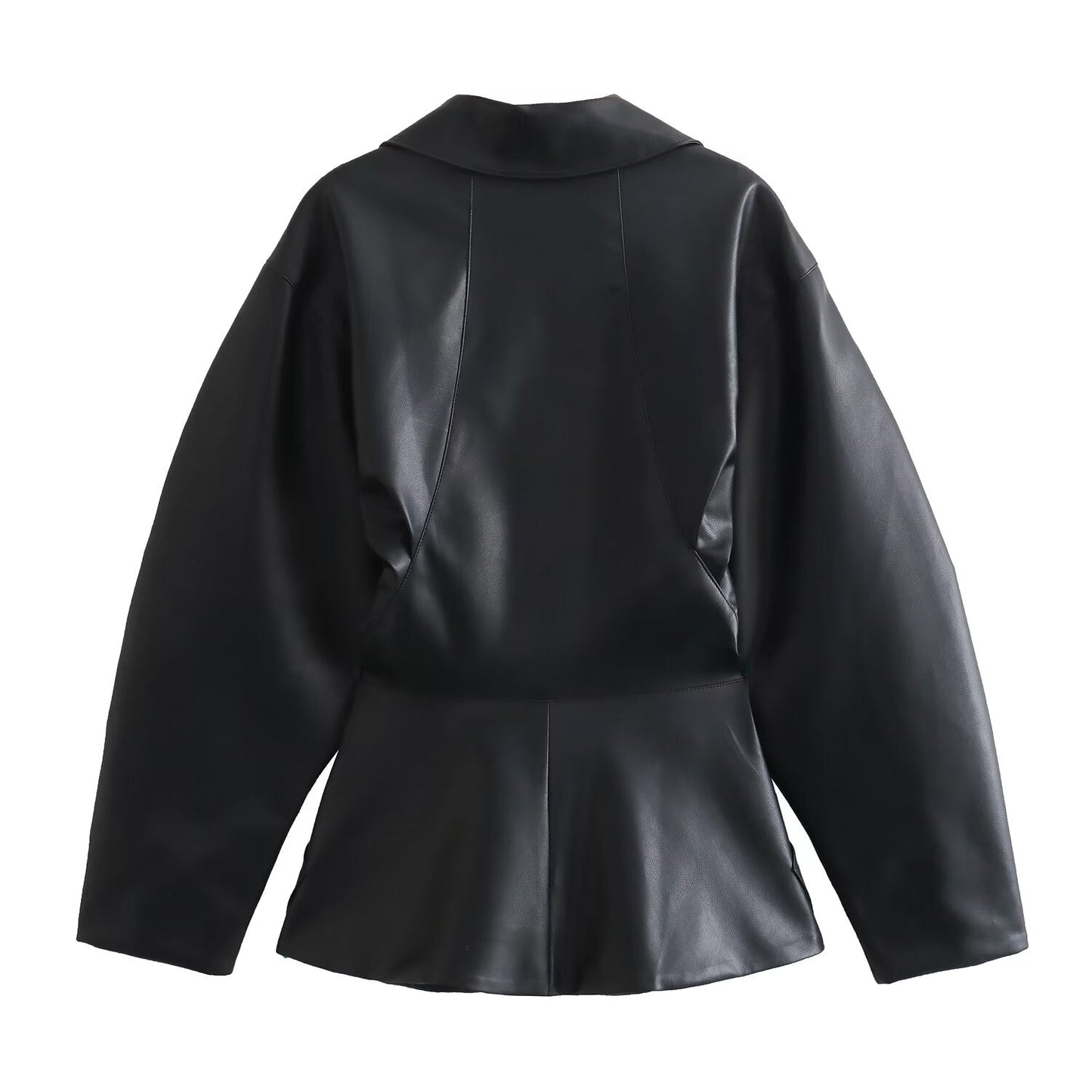Jacket suit materials Spring Women Clothing Street Leather Drawstring.