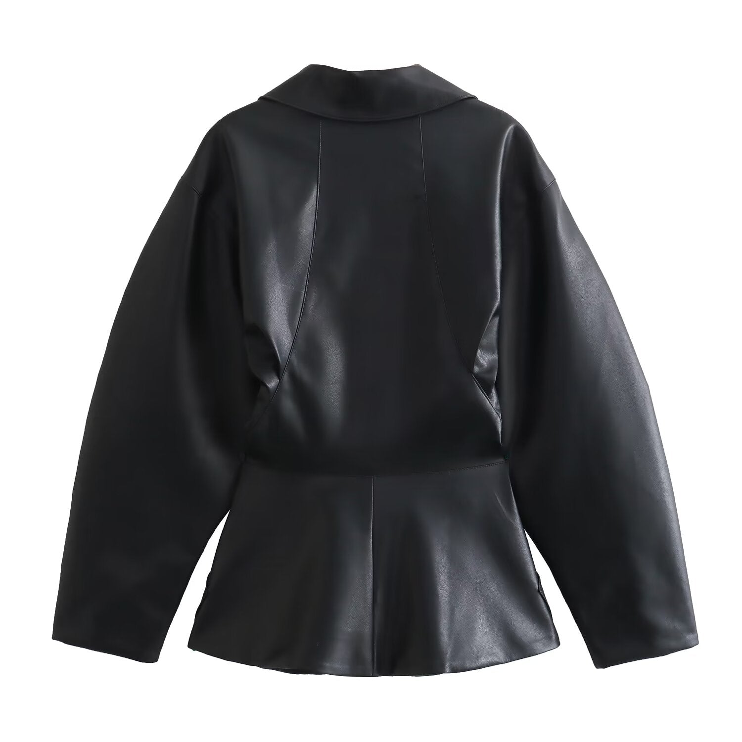 Jacket suit materials Spring Women Clothing Street Leather Drawstring.