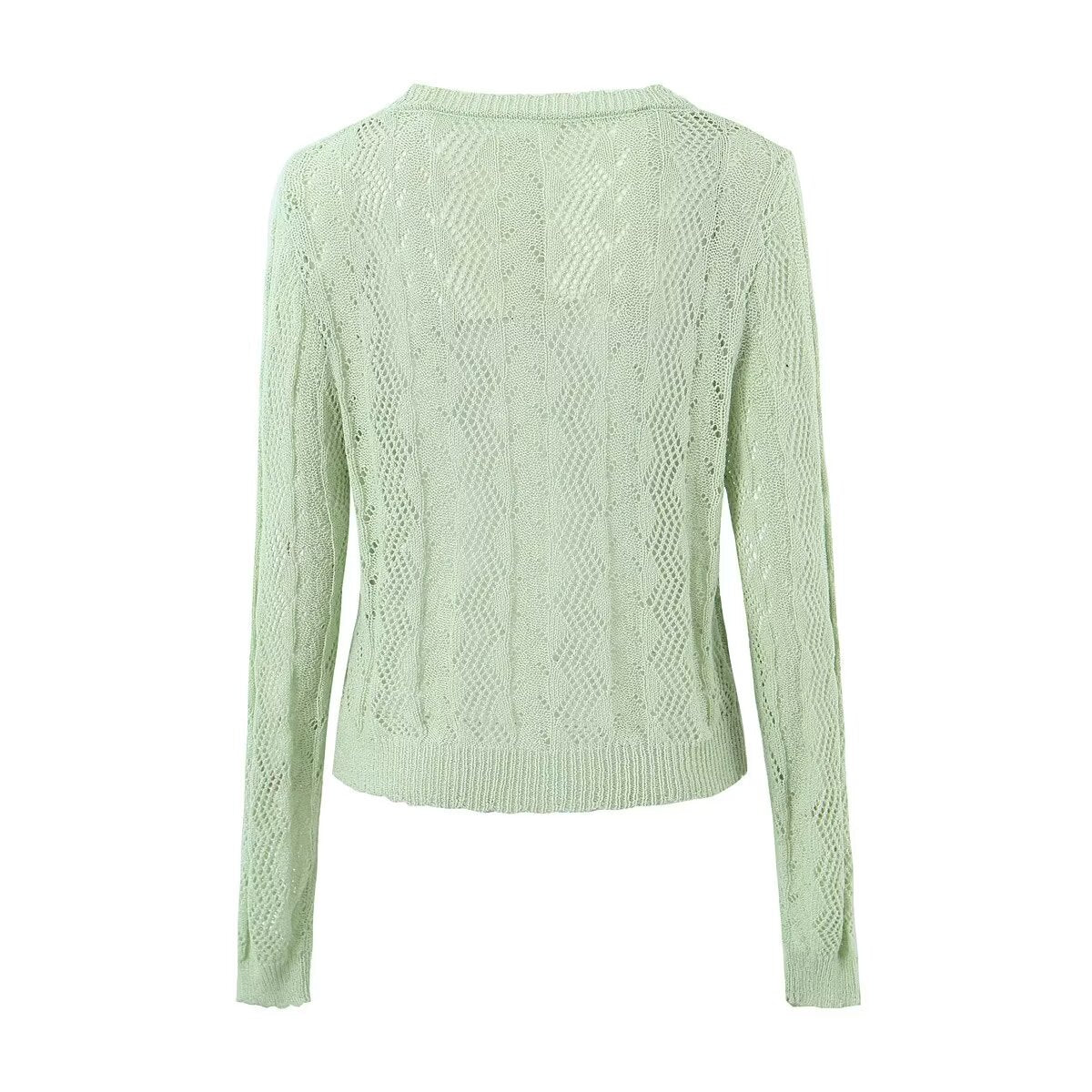  Crocheted Knitted Cardigan V neck Slim Sun Protection Clothing Top