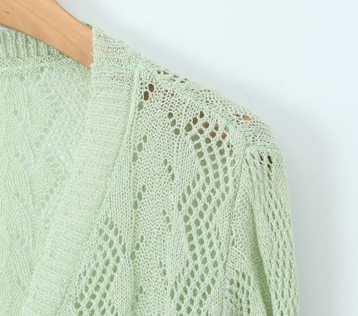  Crocheted Knitted Cardigan V neck Slim Sun Protection Clothing Top
