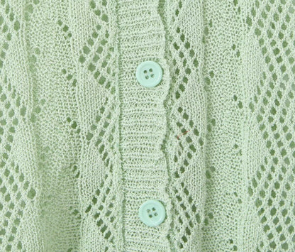  Crocheted Knitted Cardigan V neck Slim Sun Protection Clothing Top