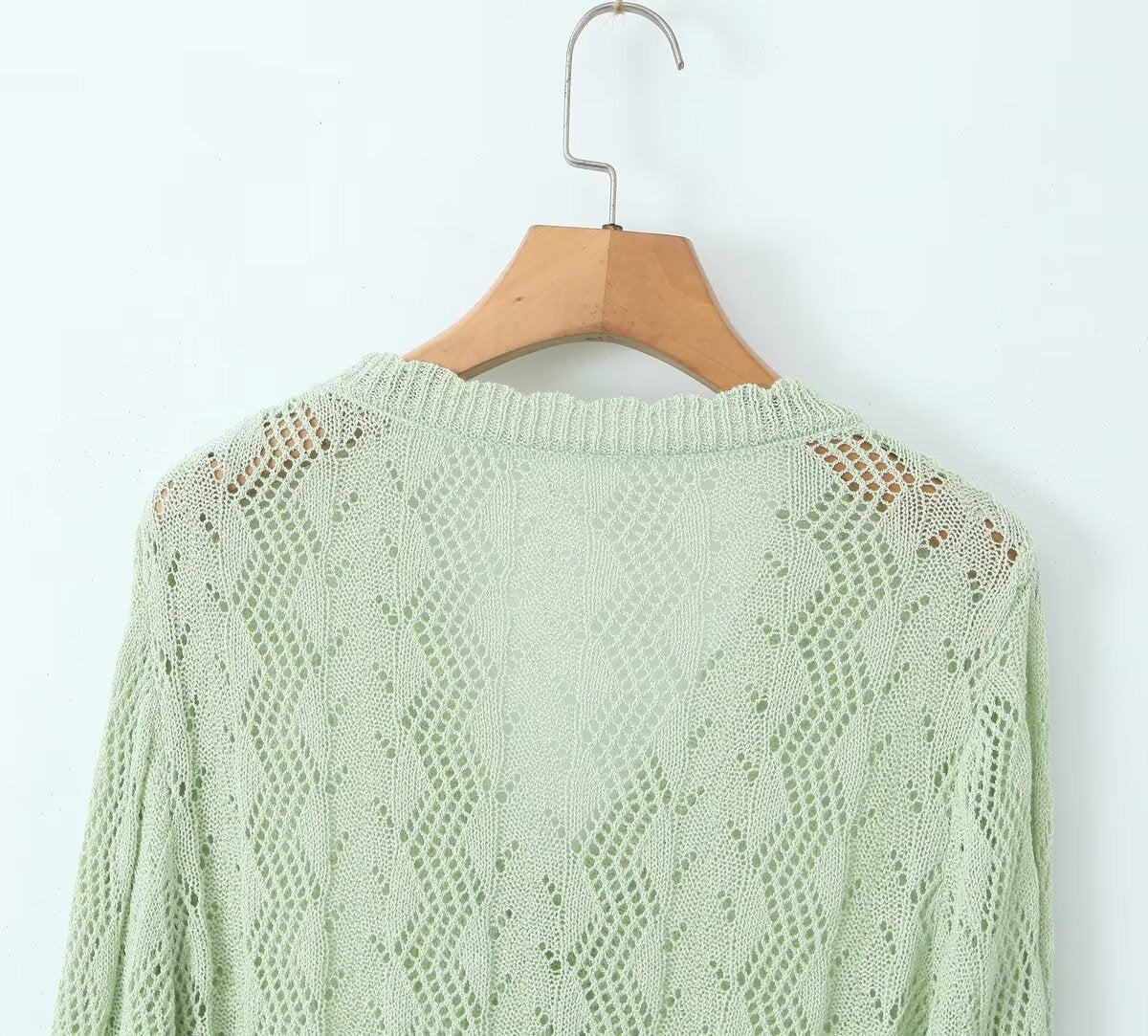 Crocheted Knitted Cardigan V neck Slim Sun Protection Clothing Top