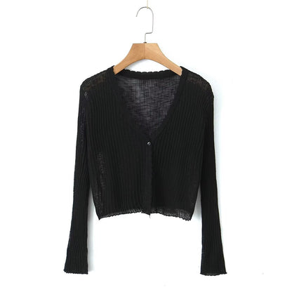 Sunscreen Cardigan Short Outer Shawl Coat with Suspender Thin Top