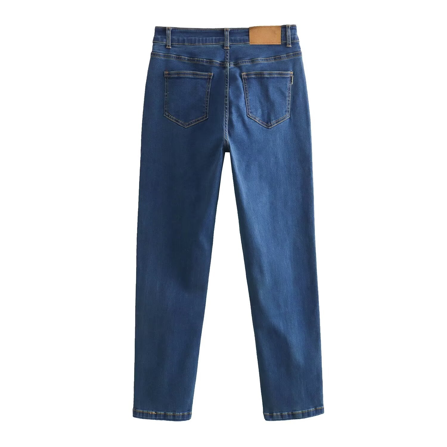High Waist Springs Women Slimming Pockets Retro Skinny Trousers Jeans.