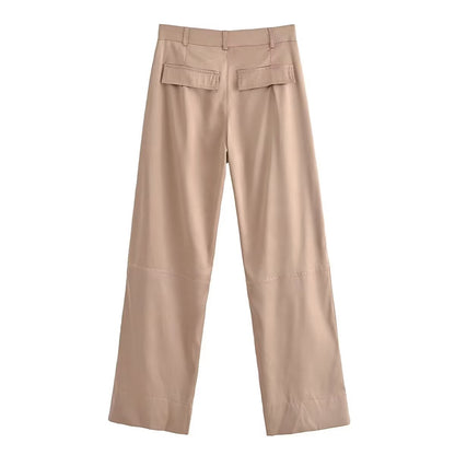 Sun Dresses Women Clothing Street Silk Satin Texture Casual Pants