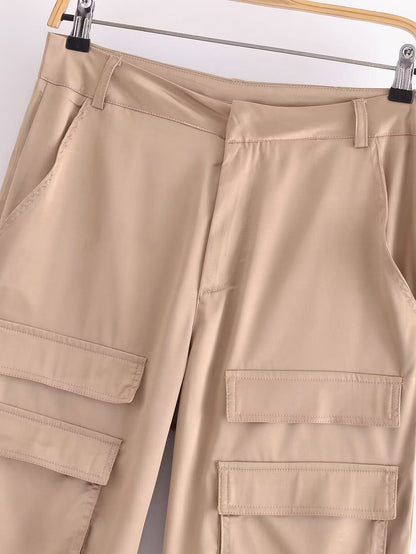 Sun Dresses Women Clothing Street Silk Satin Texture Casual Pants