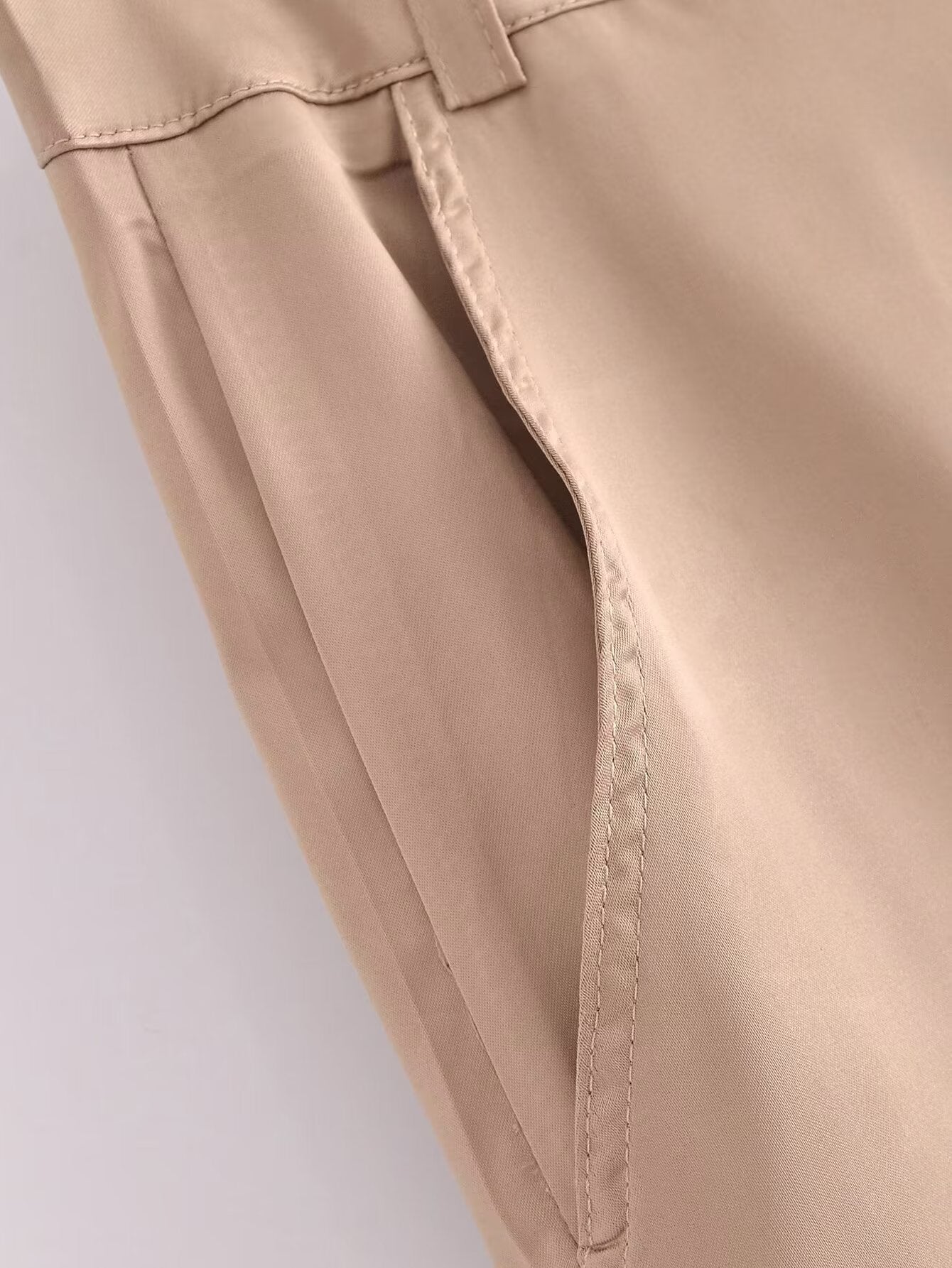 Sun Dresses Women Clothing Street Silk Satin Texture Casual Pants