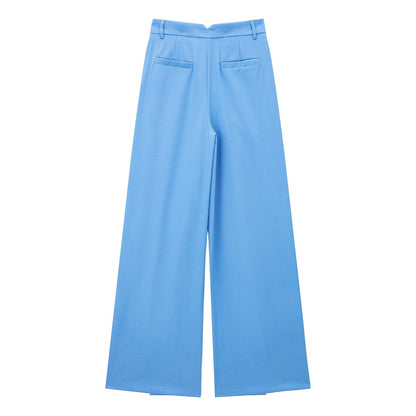 High Waist Chic Korean Wide Leg Draping Pleate Work Pant Spring Office