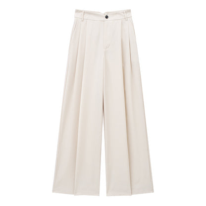 High Waist Chic Korean Wide Leg Draping Pleate Work Pant Spring Office