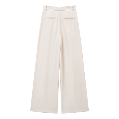 High Waist Chic Korean Wide Leg Draping Pleate Work Pant Spring Office