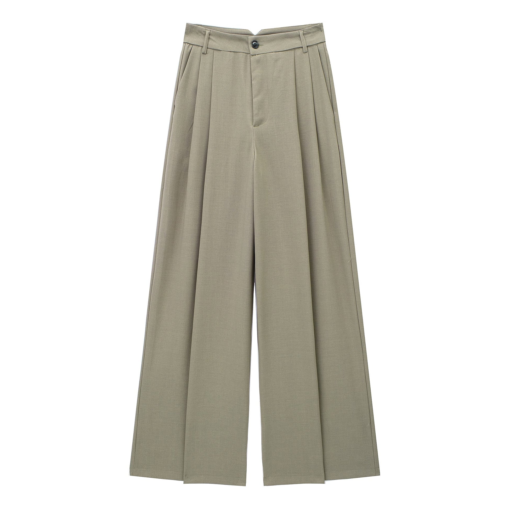 High Waist Chic Korean Wide Leg Draping Pleate Work Pant Spring Office