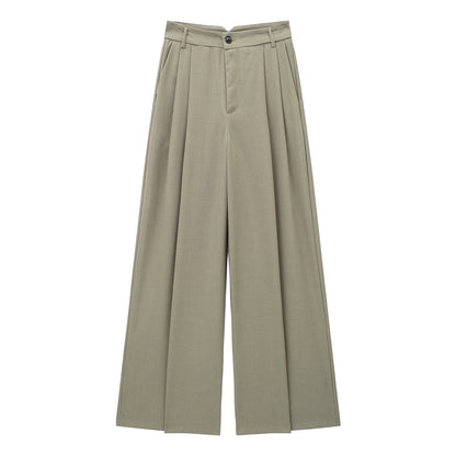 High Waist Chic Korean Wide Leg Draping Pleate Work Pant Spring Office