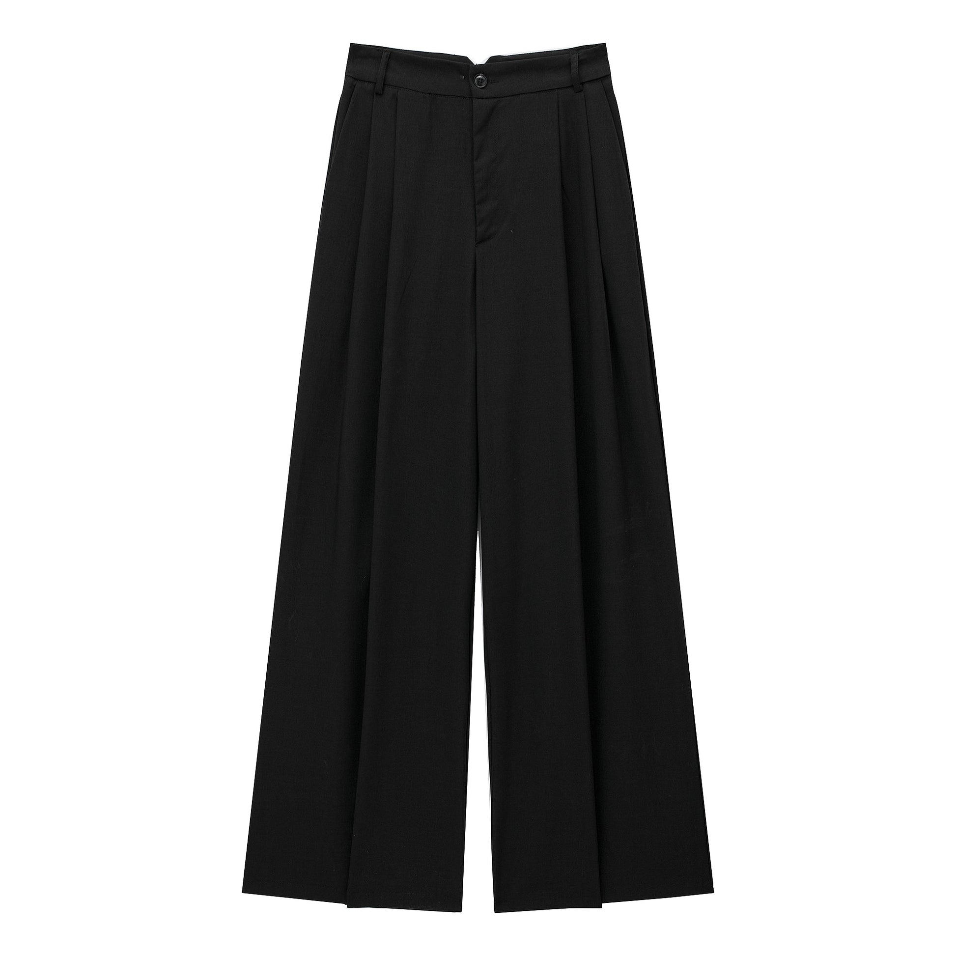 High Waist Chic Korean Wide Leg Draping Pleate Work Pant Spring Office