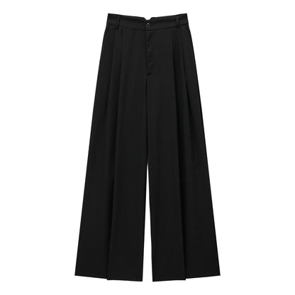 High Waist Chic Korean Wide Leg Draping Pleate Work Pant Spring Office