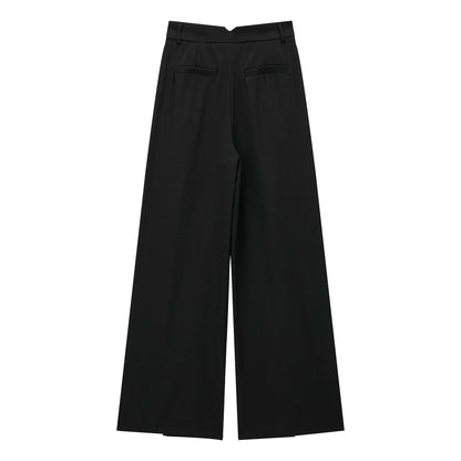High Waist Chic Korean Wide Leg Draping Pleate Work Pant Spring Office