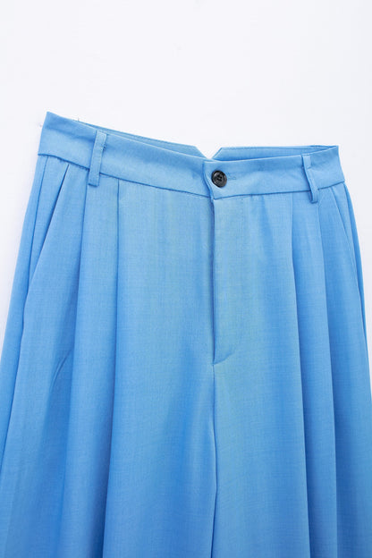 High Waist Chic Korean Wide Leg Draping Pleate Work Pant Spring Office