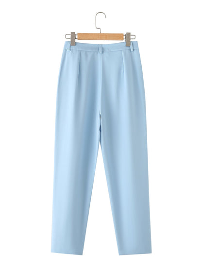 Casual Trousers Spring Solid Color Waist Tight and Belt Vest High Wais