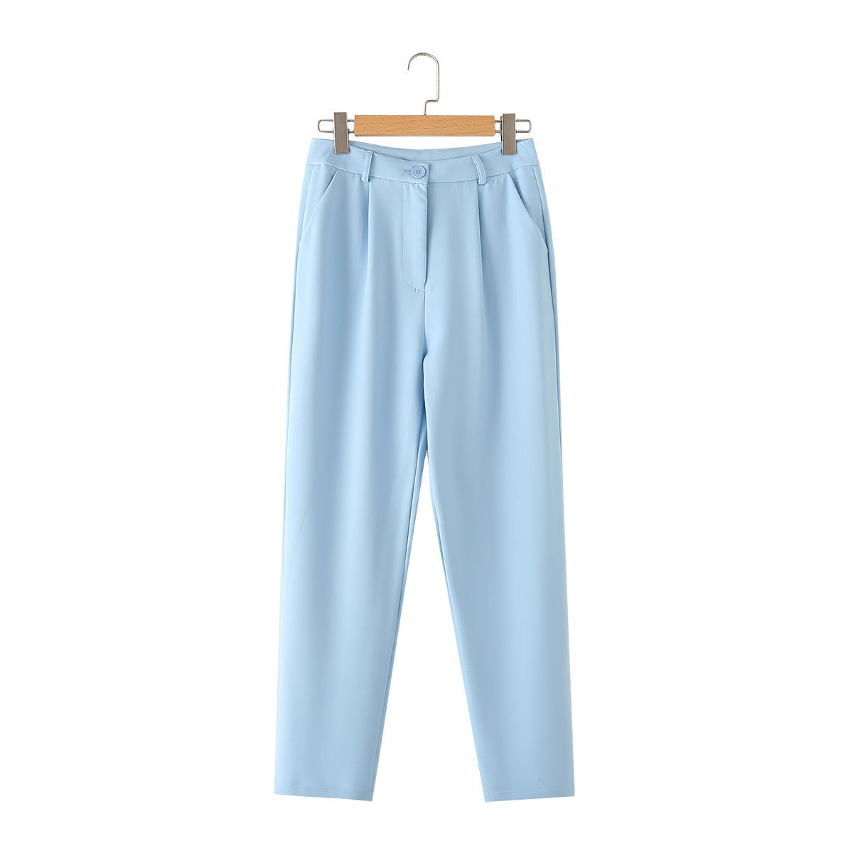 Casual Trousers Spring Solid Color Waist Tight and Belt Vest High Wais