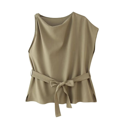 Summer Women Clothing Linen Blended Top Casual Trousers
