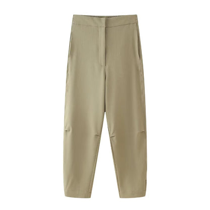 Summer Women Clothing Linen Blended Top Casual Trousers