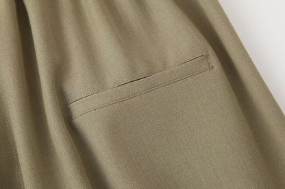 Summer Women Clothing Linen Blended Top Casual Trousers