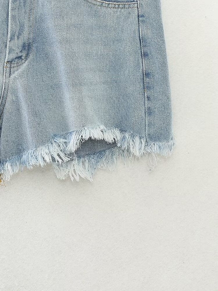  Denim Shorts Women Clothing French Brushed Burr Denim Shorts