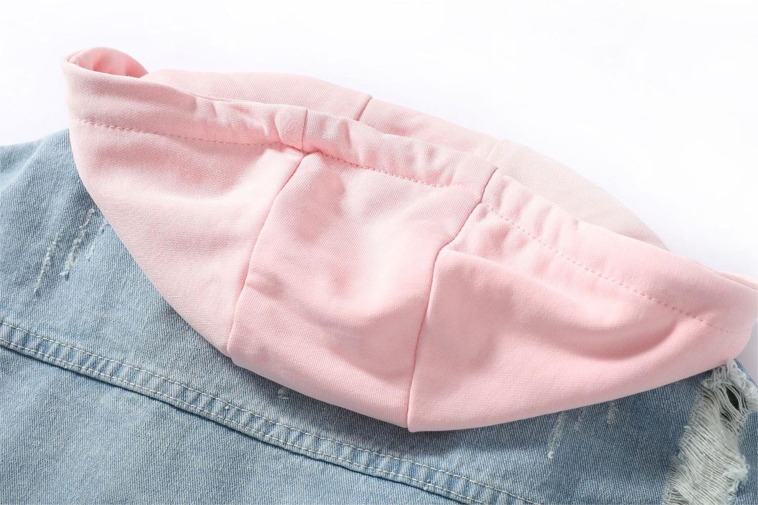 Hooded Denim Jacket Women Hooded Patchwork Denim Jacket