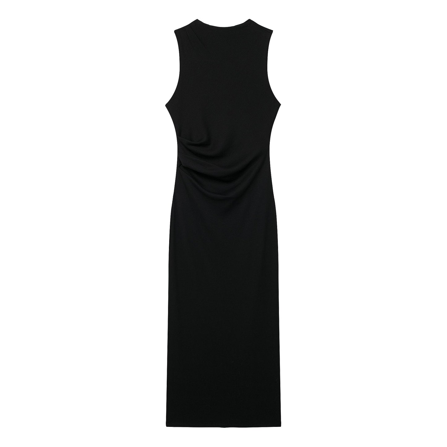 Spring Women Clothing midi Slim Fit Pleated Rib Sleeveless maxi Dress.