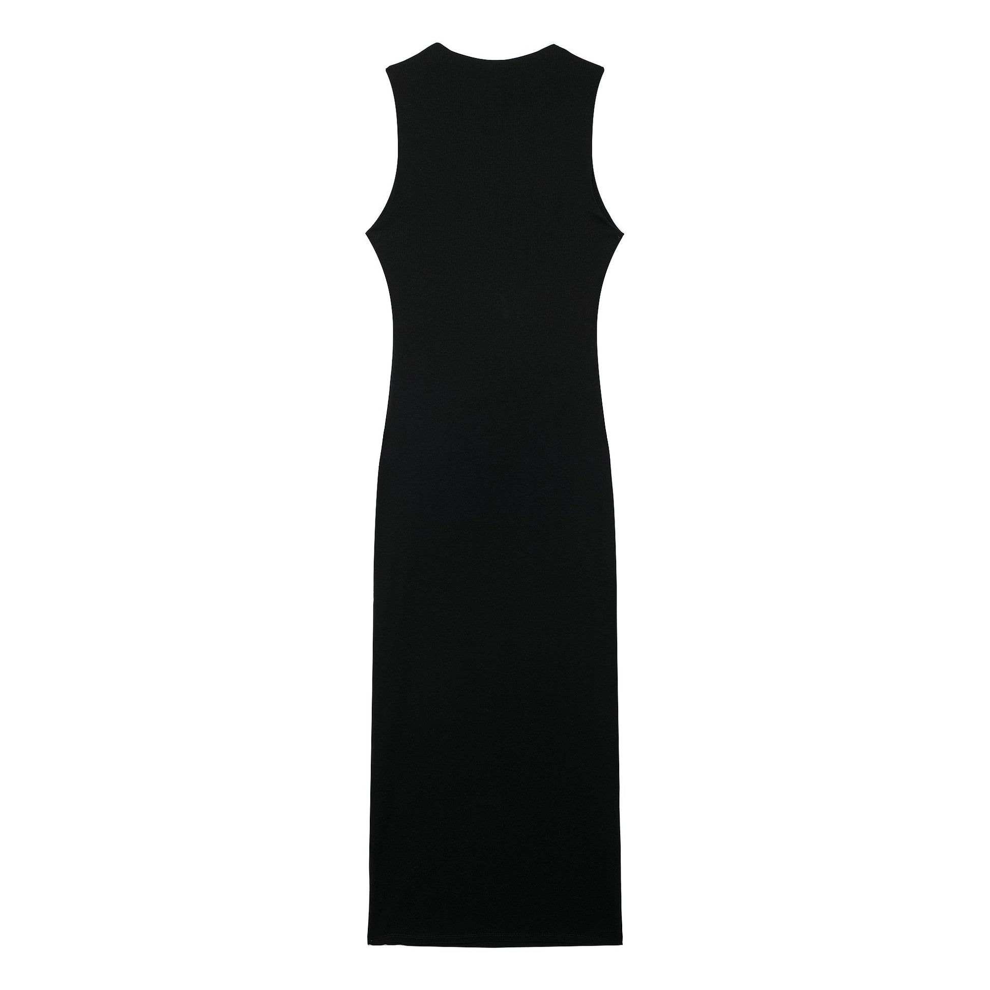Spring Women Clothing midi Slim Fit Pleated Rib Sleeveless maxi Dress.