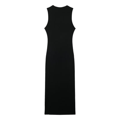 Spring Women Clothing midi Slim Fit Pleated Rib Sleeveless maxi Dress.