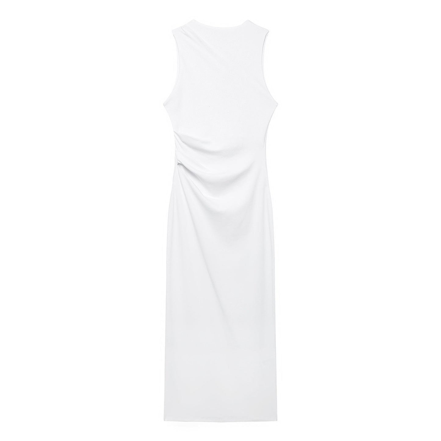 Spring Women Clothing midi Slim Fit Pleated Rib Sleeveless maxi Dress.