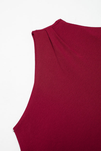 Spring Women Clothing midi Slim Fit Pleated Rib Sleeveless maxi Dress.