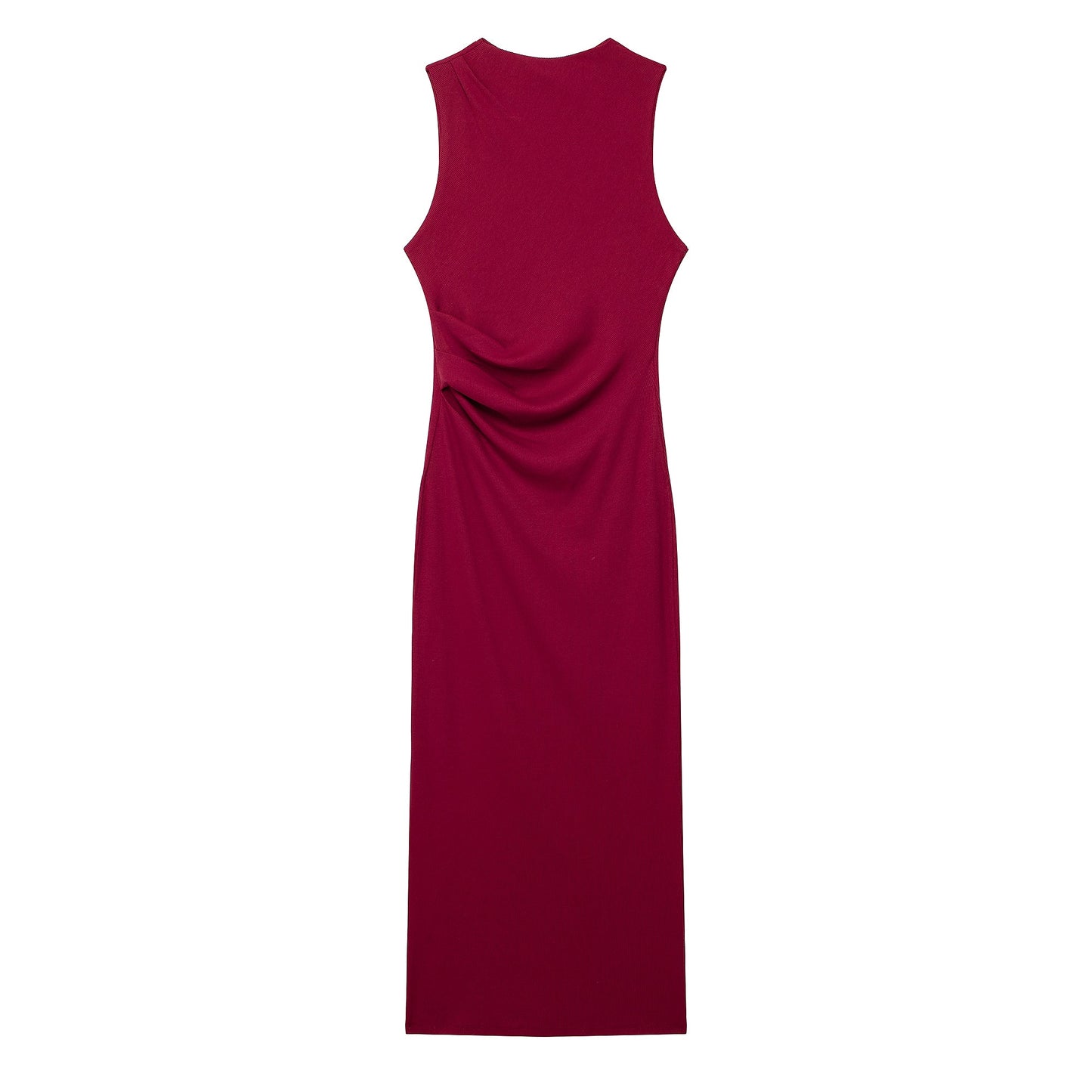 Spring Women Clothing midi Slim Fit Pleated Rib Sleeveless maxi Dress.