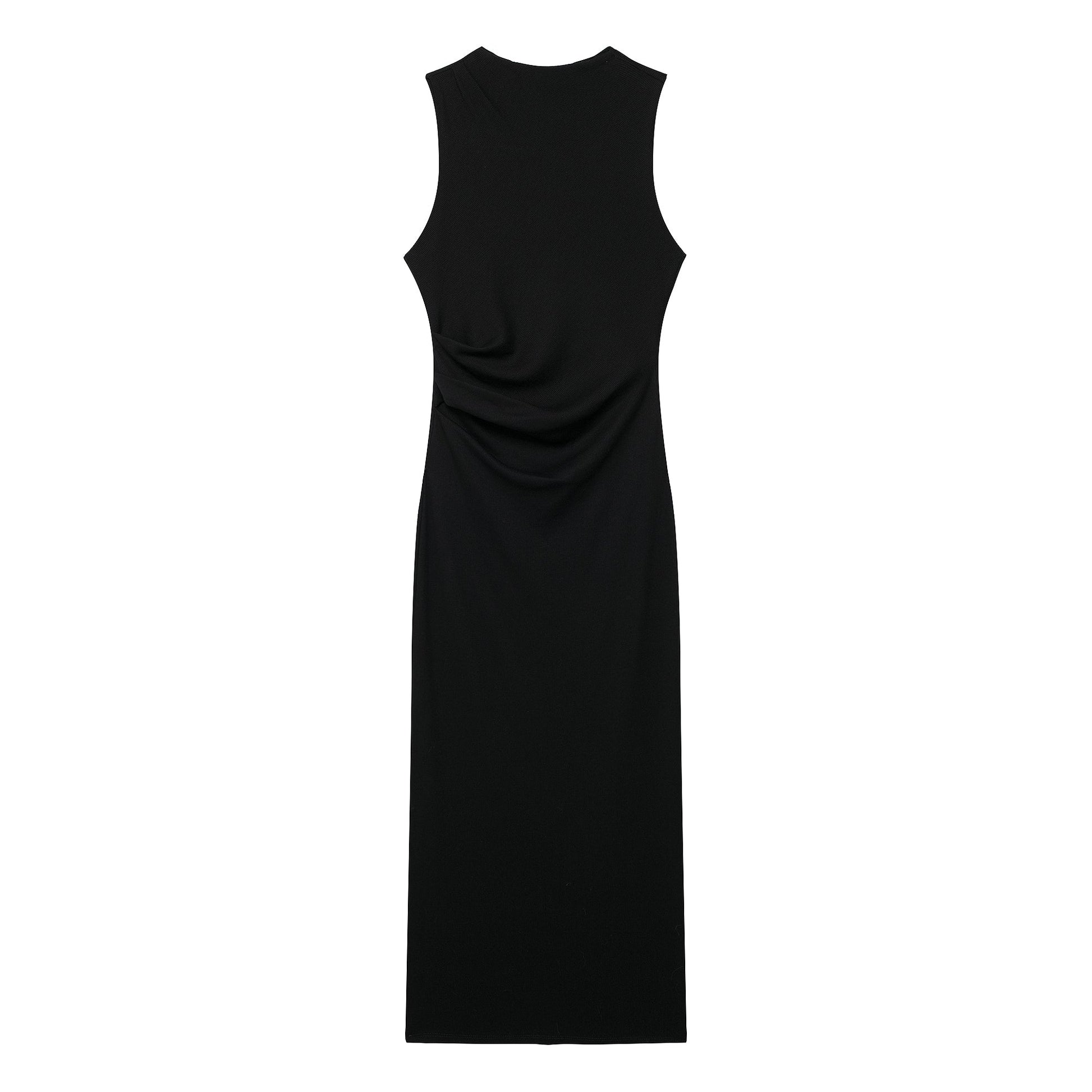 Spring Women Clothing midi Slim Fit Pleated Rib Sleeveless maxi Dress.
