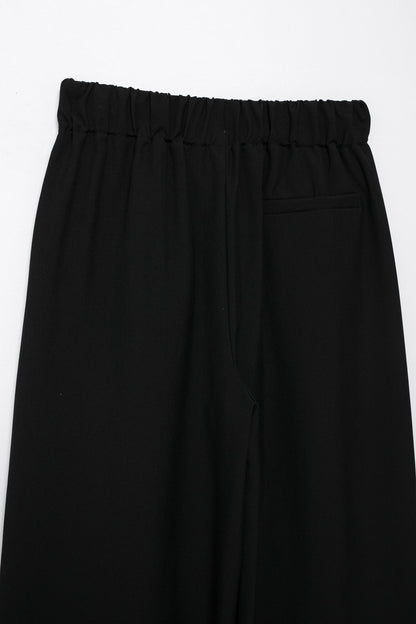 Women Clothing Summer All Match Stretch Waist Casual Wide Leg PantsMat